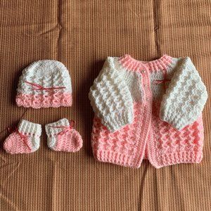 Crocheted Newborn Baby Clothes (Pink 2)